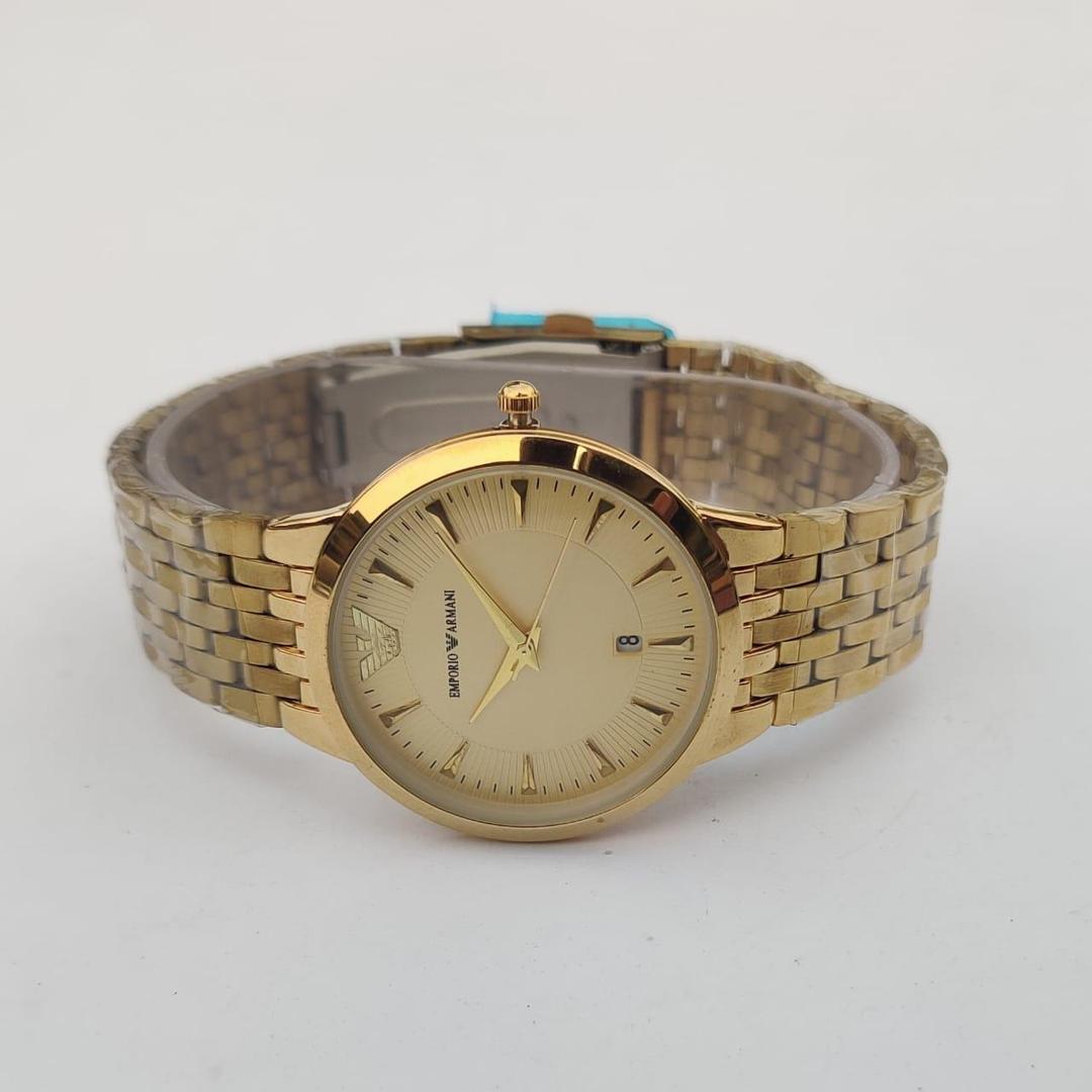 Men's Water Resistant Quartz Watch - 1 Pc Golden Round Dial Analogue Timepiece