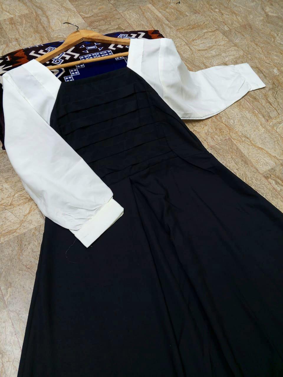 Stylish Black Georgette Plain Frock - 1 Pc Women's Stitched Fashion
