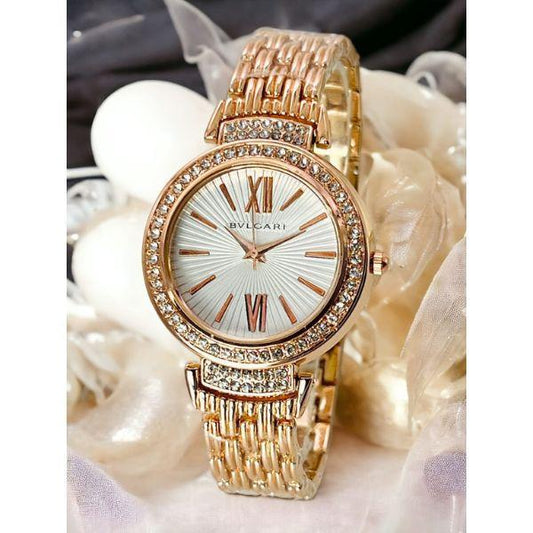 Women's Quartz Analogue Watch with Rose Gold Chain Strap - 1 Pc