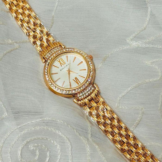 Women's Quartz Analogue Watch with Rose Gold Chain Strap - 1 Pc