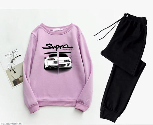 2 Pcs Men's Fleece Printed Sweatshirt Track Suit